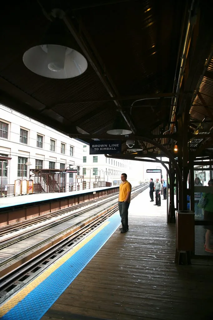 Chicago (ILL) Chicago Transit Authority, CTA, Quincy station, " Brown line to Kimball "