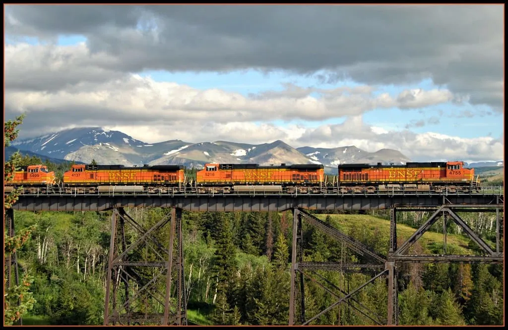 BNSF Locomotives on Two Medicine Trestle MT