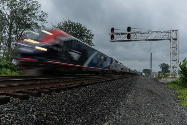 Amtrak #40, the westbound/northbound Floridian is running almost four hours late leaving Sandusky, OH, offering this daylight photo op.